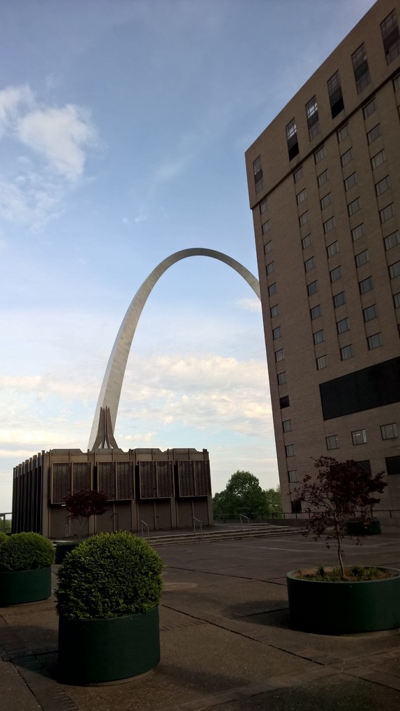 View of the Arch from the hotel's upper patio.